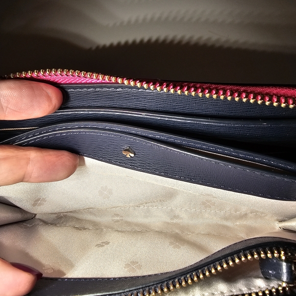 Kate Spade Spencer Lacey Zip Around Wallet Magenta Navy Colorblock - Picture 7 of 9